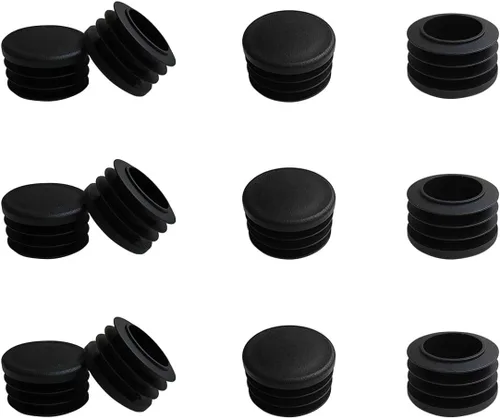 Miniatura 9 de 12 piezas de tapones de plástico negro de 25 mm (1 pulgada), tapa de extremo de tubo para acabado de muebles de tubo redondo
