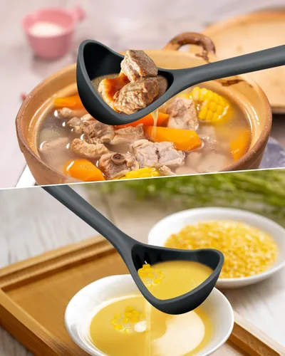 Miniatura 5 de Cuchara grande de silicona para sopa, utensilios de cocina antiadherentes con alta resistencia al calor, sin BPA, herramientas de cocina perfectas