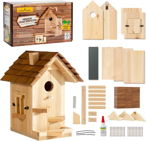 Miniatura 12 de Cedar Alpha Bluebird Casas para Pájaros para Exteriores en Liquidación – Juego de 3 Cajas Nido con Protector contra Depredadores de Acero Inoxidable