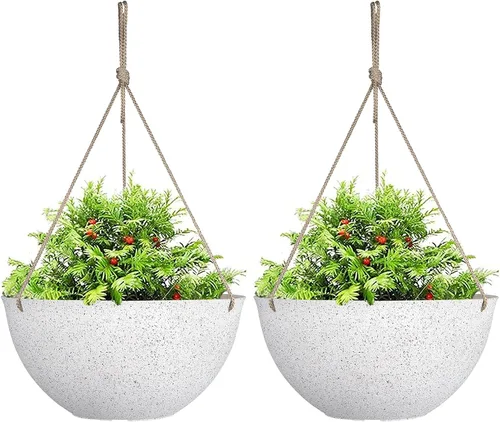 Miniatura 12 de La Jolie Muse - Macetas colgantes para plantas al aire libre, maceta colgante grande con agujeros de drenaje, macetas colgantes negras para flores