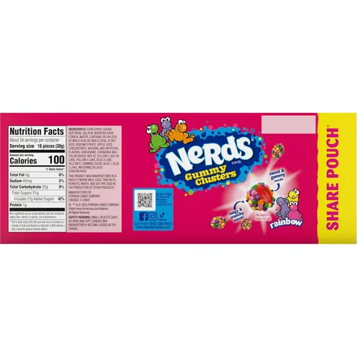 Miniatura 9 de NERDS Gummy Clusters Candy, arcoíris, crujiente y gomoso, 3 onzas (paquete de 12)