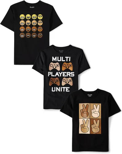 Miniatura 54 de The Children's Place Paquete de 3 camisetas gráficas de manga corta para niños