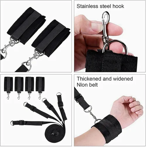 Miniatura 5 de Bandas de resistencia sexual, cuerdas de sujeción para cama, cuerdas y cordones sexuales para tobillos y muñecas, juego sexual para cama, cuello a