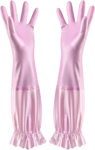 Miniatura 13 de RARITYUS Guantes de limpieza de cocina para el hogar, guantes de puño largo antideslizantes con forro de algodón impermeable