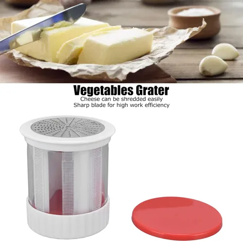 Miniatura 3 de Rallador de queso, rallador manual giratorio portátil de mantequilla de acero inoxidable, rallador cilíndrico de mano para frutas y verduras