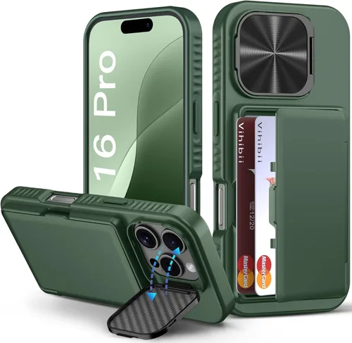 Miniatura 59 de BXYJY Funda tipo cartera para iPhone 15 Pro con tarjetero (4-5 tarjetas) y cubierta deslizante para cámara y soporte, protección contra caídas