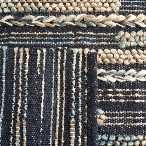 Miniatura 7 de SAFAVIEH Natural Fiber Collection - Alfombra decorativa de 3 x 5 pies, color negro y natural, diseño de yute a rayas de tejido plano, ideal
