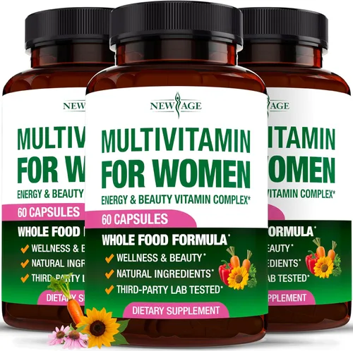 Miniatura 10 de NEW AGE Multivitamínico para mujer, complejo B, alimentos integrales, soporte para el cabello, hierro, multivitamínico todo en 1 para mujer