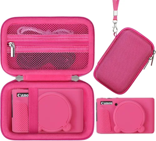 Miniatura 12 de Elonbo Funda para cámara digital Canon PowerShot SX740/SX730, Canon SX740/SX730 HS funda de transporte rígida + funda de silicona suave con cubierta