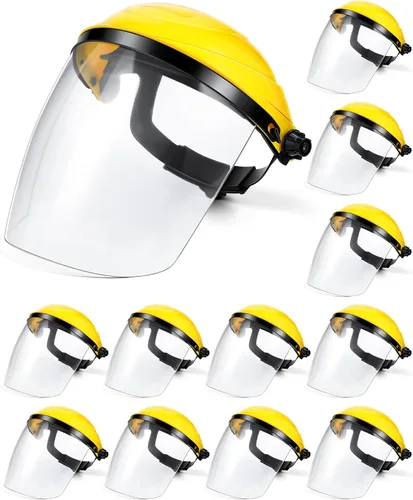 Miniatura 20 de Tellegloww 4 protectores faciales de seguridad transparentes para moler y cortar, ligero, resistente a los impactos con trinquete ajustable, máscara