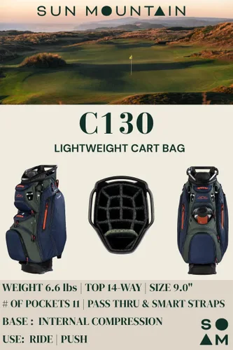 Miniatura 4 de Sun Mountain C130 - Bolsa de golf ligera para hombre, 14 direcciones, modelo 2026
