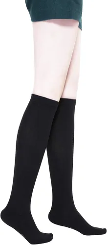 Miniatura 4 de KONY Calcetines de algodón de rodilla alta, para mujer, casual, color sólido y triple rayas, a la moda, 3 pares (talla 5 9)