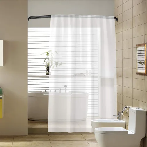 Miniatura 2 de YunNephele - Barra de cortina de ducha, doble curvada para baño, ajustable de 45 a 72 pulgadas, color negro mate