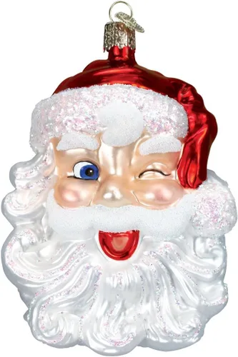 Miniatura 8 de Old World Christmas - Adorno de Santa tonto pequeño de vidrio soplado para árbol de Navidad, decoración festiva hecha a mano, colección de Santa