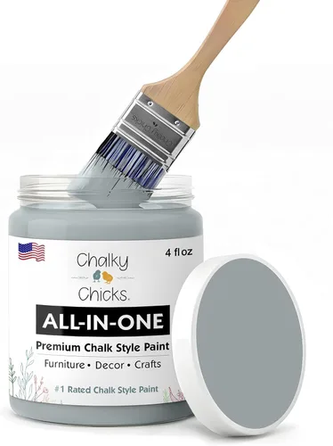 Miniatura 141 de Chalky Chicks - Pintura mate a la tiza, no requiere lijado, 4 onzas líquidas, color gris oscuro (Gun Metal Gray), para muebles, pintura sin Gris