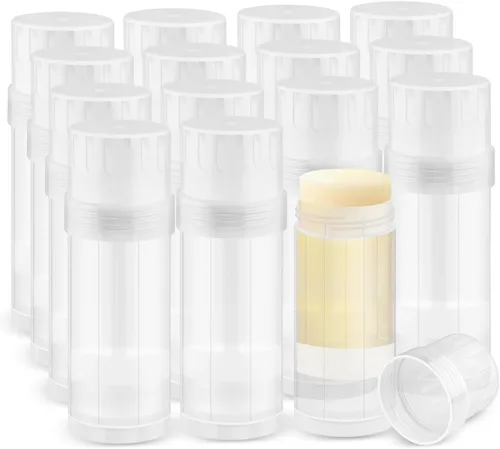 15 piezas de recipientes vacíos de plástico para desodorante, tubos de desodorante DIY con tapón de rosca, tubos rellenables para bálsamo labial