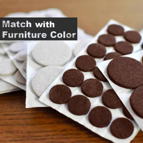 Miniatura 4 de Almohadillas de Fieltro para Muebles de Dos Colores - Tamaño Variado, 165 Piezas. Almohadillas Autoadhesivas con Topes Transparentes de Reducción
