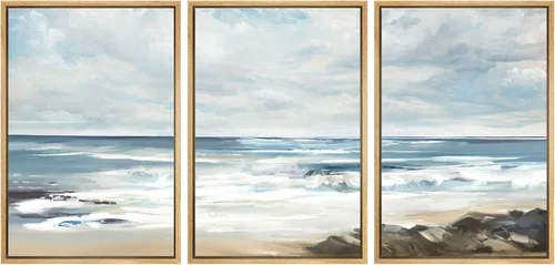 Miniatura 100 de SIGNWIN Lienzo enmarcado para pared, juego de arte sereno de pantanos con humedales verdes e ilustraciones de agua tranquila, arte moderno