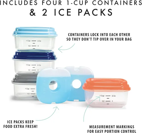 Miniatura 3 de Fit & Fresh Stak Pak Set, 6 piezas, plástico, multicolor