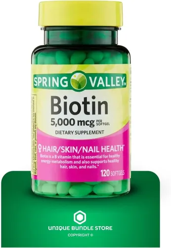 Miniatura 6 de Biotin 5000 mcg 120 cápsulas blandas – Suplemento de biotina de alta potencia, vitamina B7 para cabello, piel, uñas, vitaminas para mujeres