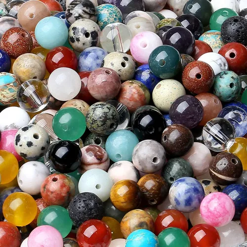 Miniatura 46 de LAIDANLA Cuentas de piedra natural de turmalina rosa y jade, cuentas sueltas redondas de 8 mm, cuentas de piedra preciosa para hacer pulseras, Jade
