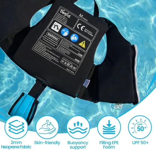 Miniatura 3 de Boglia Chaleco de natación para niños y niñas, 20-30-40-50-60-70-80lbs con correa de seguridad ajustable