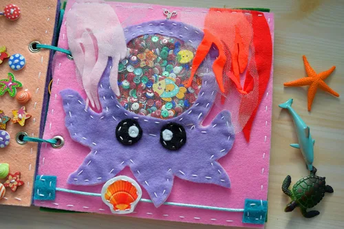 Miniatura 6 de Ocean Busy Book with Magnetic Aea Animals - 8 Pages - Quiet Toy Kids Toddler Activity Educational Travel Felt Montessori Fine Motor Skills