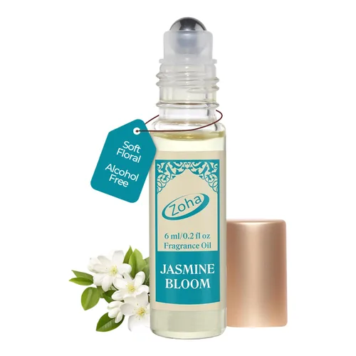 Zoha Jasmine Bloom - Perfume de jazmín para mujeres y hombres, aceite de perfume sin alcohol en roll-on, perfume natural limpio de tamaño de viaje,