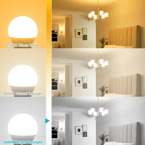 Miniatura 4 de Paquete de 6 unidades de bombillas led E12 candelabro, luz blanca diurna de 5000 K, bombillas led para ventilador de techo equivalentes a 60 vatios