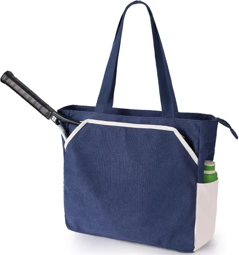 Miniatura 7 de SMRITI Tennis Tote Bag Canvas, Large Sports Handbag Tennis Racket Bag for Women, Portable Tennis Racquet Shoulder Bag for Badminton, Pickleball
