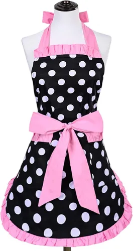 Miniatura 12 de Violet Mist Delantales coquetos de encaje negro para mujer con bolsillo, delantales negros sexys para cocinar, delantal para mujeres y niñas