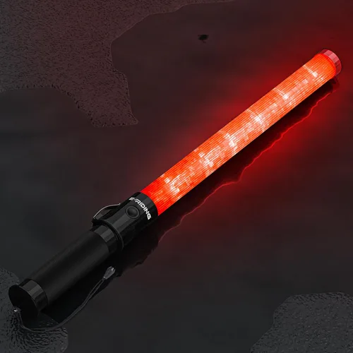 Miniatura 13 de E-riding Paquete de 20 varitas de tráfico, varita de control de tráfico roja de 21 pulgadas con 3 modos de parpadeo y clip lateral, bastón de Rojo