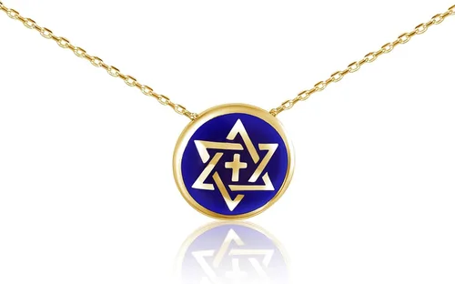 Miniatura 9 de Alef Bet by Paula Collar de cruz y estrella judía de David para mujer