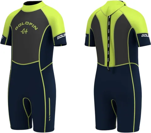 Miniatura 6 de Goldfin Traje de neopreno corto de 0.118 pulgadas para niños y niñas, para mantener el calor en agua fría, surf, natación, esnórquel, buceo Azul