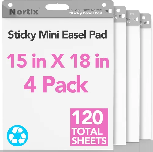 Nortix Papel de carta, almohadillas adhesivas de caballete, papel de gráfico para profesores, súper adhesivo y resistente a las manchas, mini papel