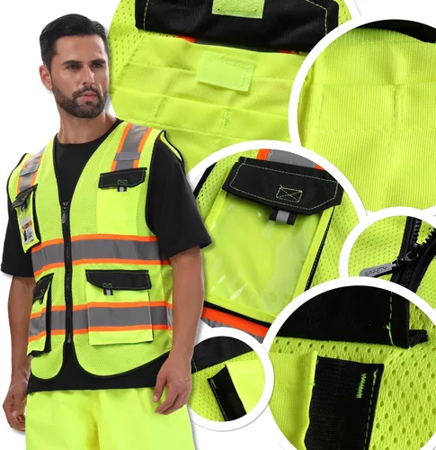 Miniatura 6 de JKSafety - Chalecos de seguridad reflectantes de alta visibilidad para hombres y mujeres, con bolsillos, ropa de seguridad de malla