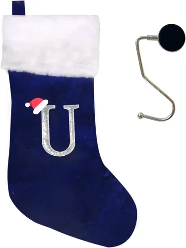 Miniatura 37 de Medias de Navidad de 20 pulgadas con monograma, letras, medias súper suaves grandes de Navidad, medias de monograma rojo para Navidad, regalo