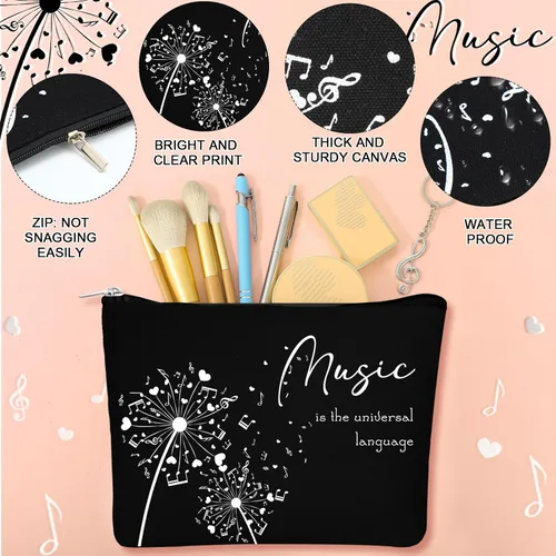 Miniatura 4 de Sieral Regalos para amantes de la música para mujeres, regalos para profesores de música, taza de cristal, bolsa musical con cremallera, llavero