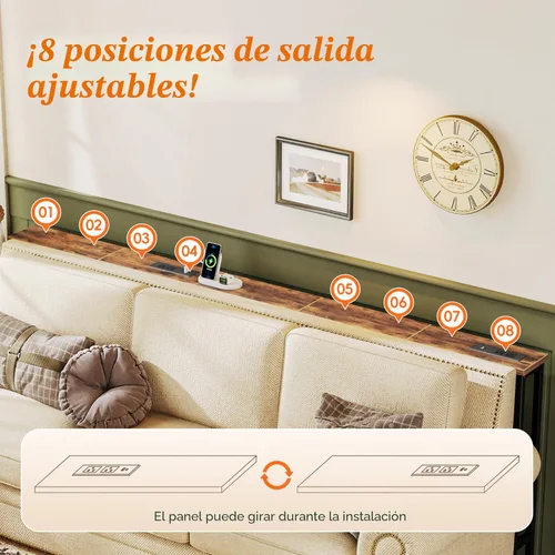 Miniatura 6 de SUPERJARE AST001Z - Mesa de sofá de 79 pulgadas con 2 tomas de corriente y puertos USB-C, mesa consola estrecha de 5.9 pulgadas con almacenamiento