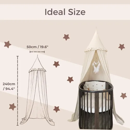 Miniatura 4 de Wonder Space Dosel para cama infantil con volantes, color pastel neutro para niños y niñas, tienda de algodón con volantes para habitación de bebé