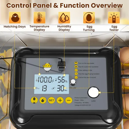 Miniatura 8 de Incubadoras para incubar huevos, incubadora de huevos de gallina con giro automático de huevos, fuente de alimentación doble, vela de huevos