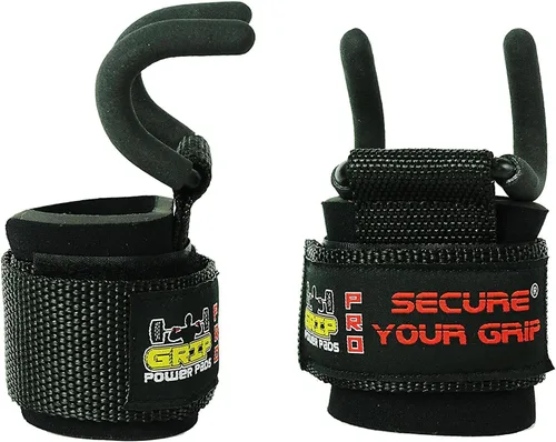 Ganchos de acero para levantamiento de pesas de alta resistencia, juego de 2 guantes de entrenamiento acolchados de alta calidad Negro