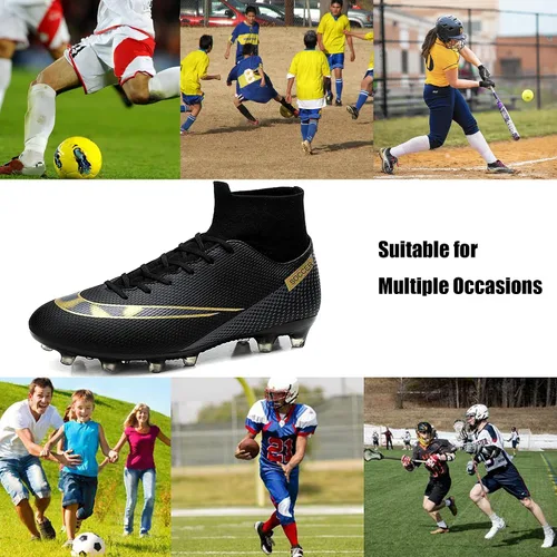 Miniatura 8 de Men's Soccer Shoes Football Cleats Outdoor High-Tops Lace-Up Non-Slip Spikes AGFG Boots