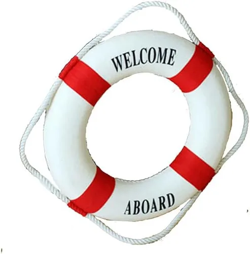 Miniatura 9 de MorroMorn Salvavidas Decoración Colgante de Pared - Bienvenido a Bordo Decoración del Hogar Estilo Mediterráneo Cuerda de Cáñamo (Azul, 10")