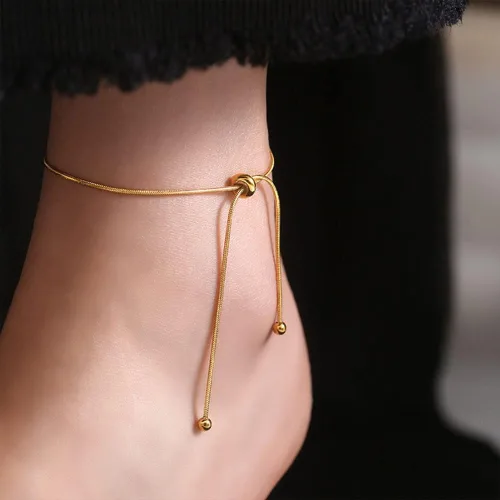 Miniatura 4 de MIFYNN Tobilleras para mujer, impermeables, ajustables, de acero inoxidable, pulsera de tobillo para mujer, estilo vintage, moderna, simple