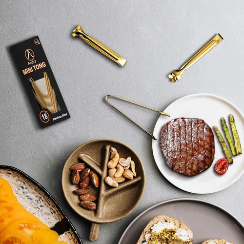 Miniatura 4 de Mini pinzas para servir, paquete de 18 pinzas de acero inoxidable para azúcar, pinzas de hielo de 4.3 pulgadas, pinzas para aperitivos de cocina