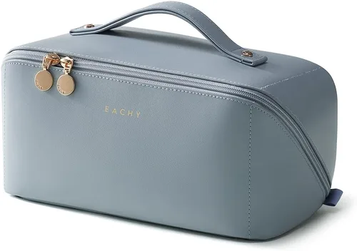 Miniatura 15 de EACHY Bolsa de Maquillaje de Viaje, Bolsas de Cosméticos de Gran Capacidad para Mujeres, Bolsa Portátil Impermeable que se Abre Plana, Bolsa de Aseo