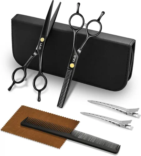 Miniatura 9 de ULG - Tijeras de corte de cabello, kit de tijeras de adelgazamiento profesional para peluquería y peluquería texturizadora, borde de afeitar, Rosa