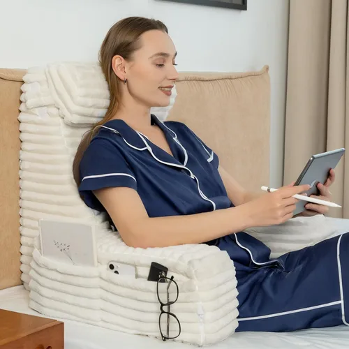 Miniatura 10 de ENITYA Almohada ergonómica XL de 22 pulgadas para sentarse, cojín de respaldo para reclinarse, jugar, descansar, ver la televisión, recuperarse