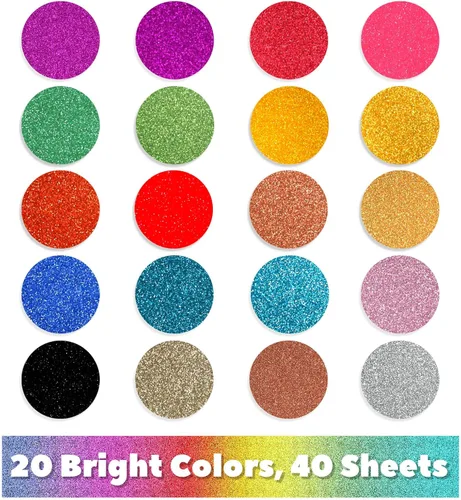 Miniatura 2 de XXINMOH 40 hojas de cartulina con purpurina de 8.5 x 11 pulgadas, 20 colores de cartulina prémium para Cricut, manualidades y proyectos